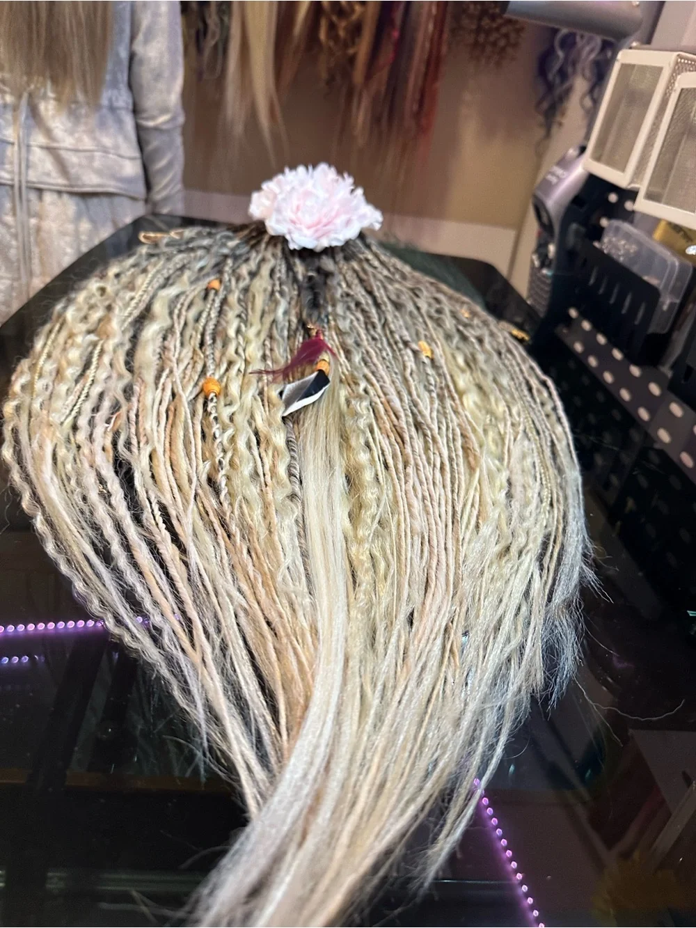 Black and Blonde Braided Hairpiece with  Accents New 70 DE Dreadlocks